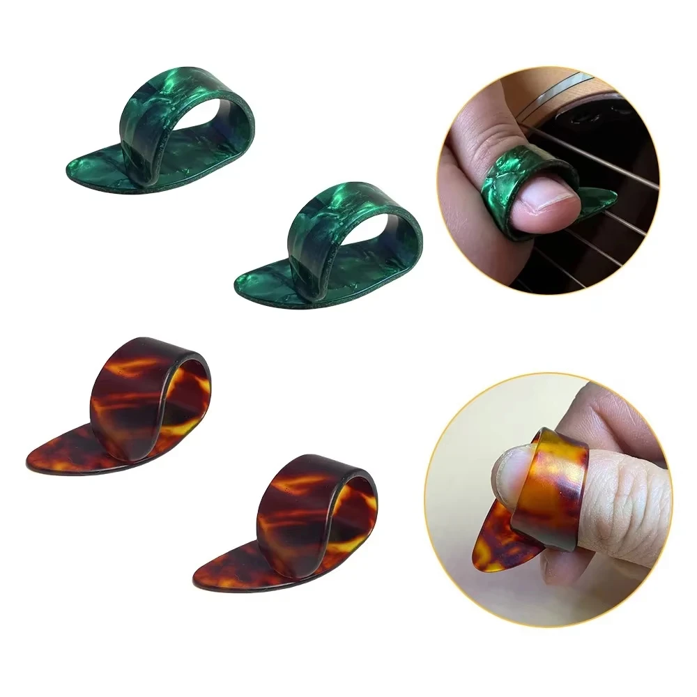 4Pcs Celluloid Guitar Thumb Picks Finger Picks Replacement Instrument Playing Accessories For Ukulele Electric Guitar Thumb Pick