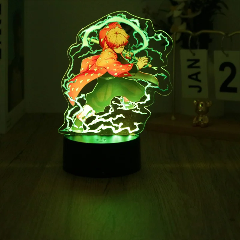 Anime 3D Night Light Lamps Kyojuro Tanjiro Rengoku Kimetsu Nezuko No Yaiba Lamp For Bedroom Wall Art Hoom Deco Moon Lamp Gifts