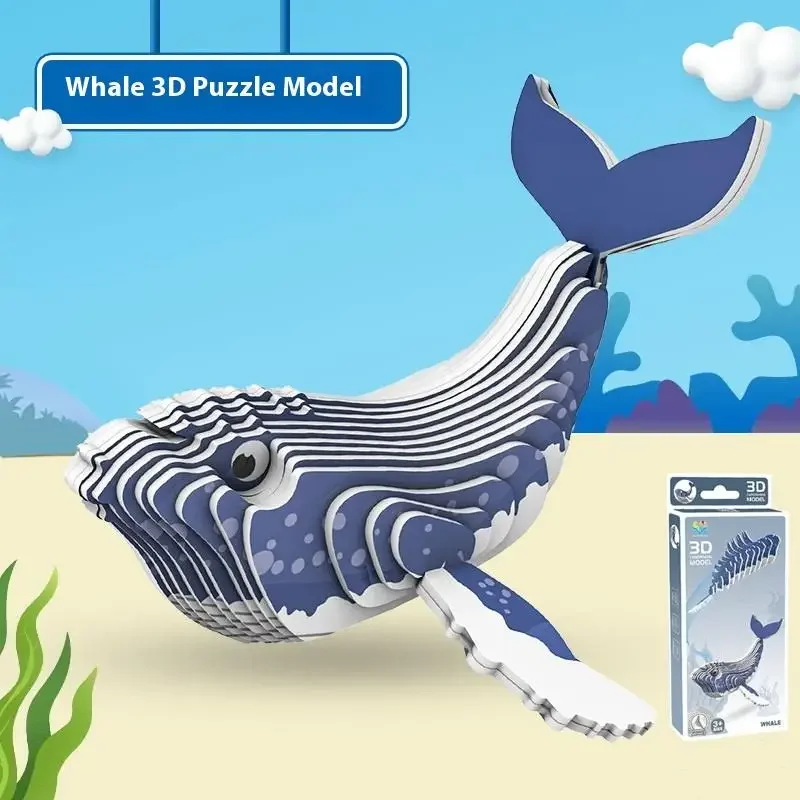 1 Set FAI DA TE Assemblaggio Manuale Modello Giocattolo 3D Animale Puzzle Narvalo Puzzle Educativi Mare Animale di Carta Montessori Giocattoli