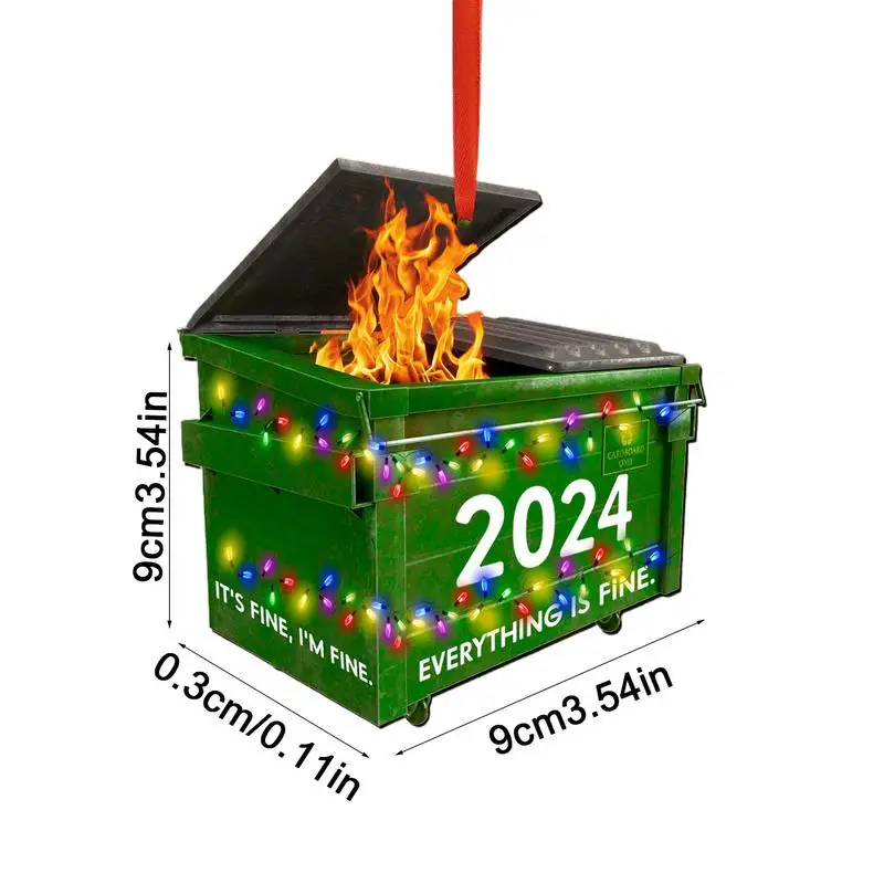 Trash Can Fire Christmas Ornament Christmas Dumpster Fire Decorations For Christmas Tree Dumpster Fire Ornament 2D Acrylic For