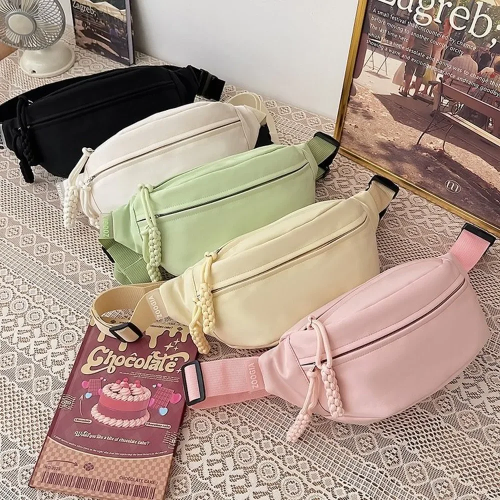 Candy Color Nylon Fanny Packs Women Fashion Simple Crossbody Chest Bags Female Casual Versatile Waist Pack Sports Sling Bag