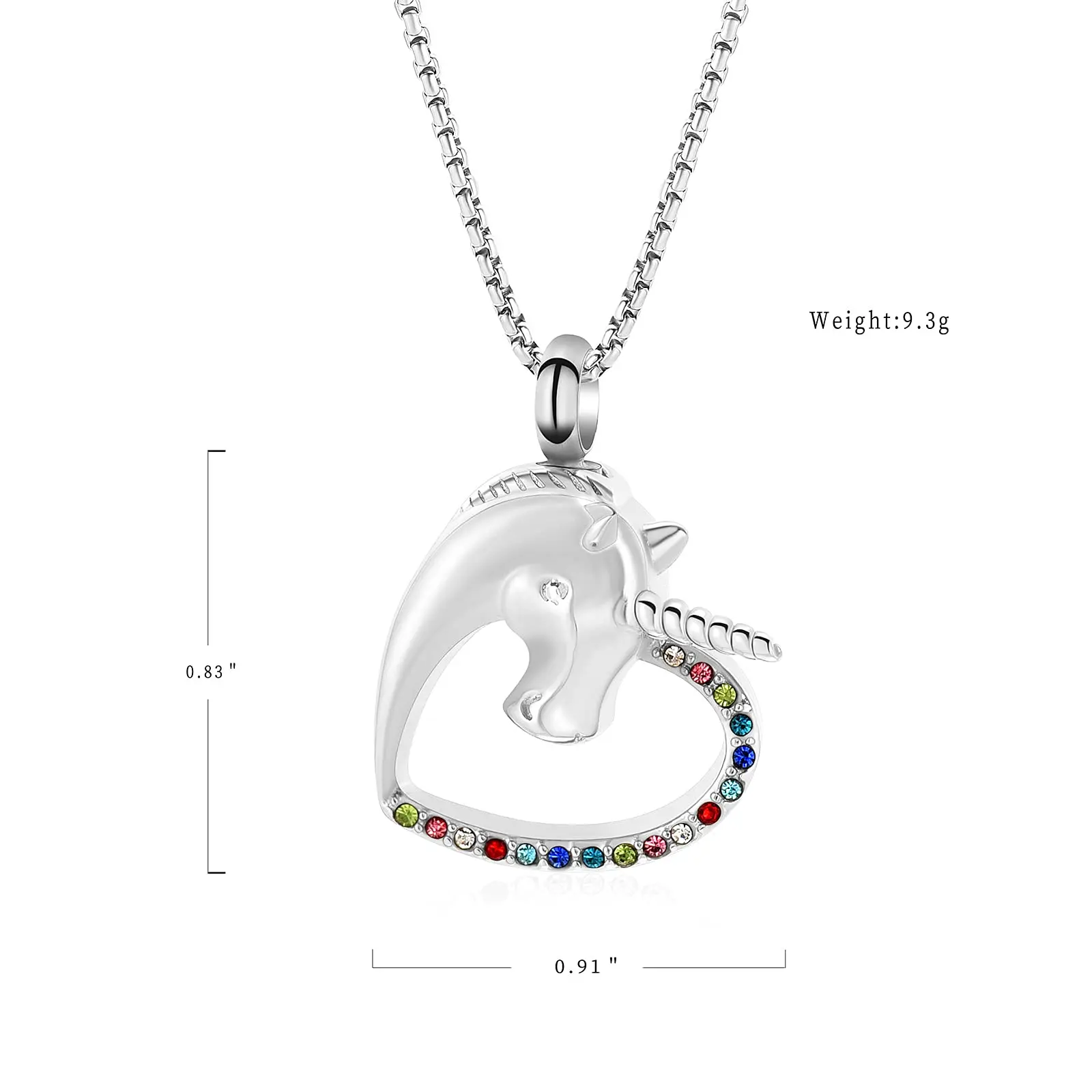 Unicorn Cremation Jewelry for Ashes Stainless Steel Inlaid Crystal Memorial Urn Pendant Necklace Loved Ones Keepsake for Women