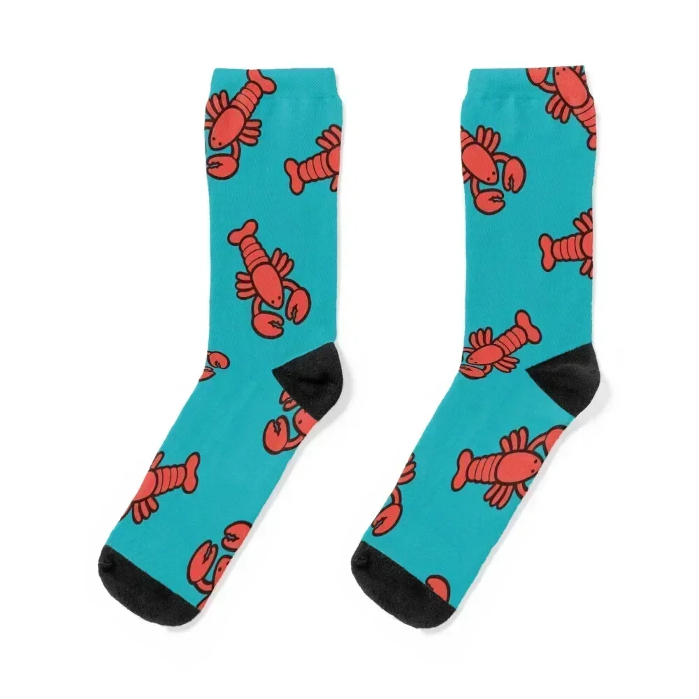 

Lobsters Pattern on Turquoise Blue Socks custom sports Novelties funny gift Luxury Woman Socks Men's