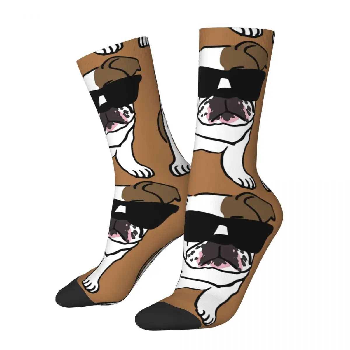 Hip Hop Funny Bulldog Crazy Men's Compression Socks Unisex Cool Dog Hip Hop Fashion Roar Harajuku Pattern Printed Crew Sock