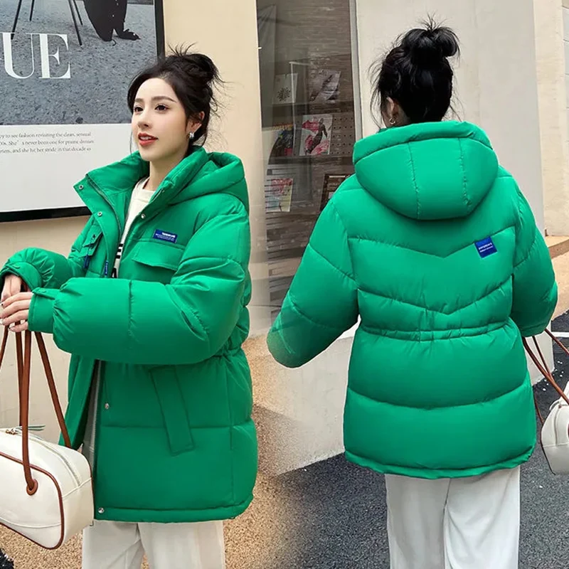 女性用特大パッド入りキルティングダウンジャケット、カジュアルフード付きパーカー、コットンジャケット、厚手、寒冷、暖かい、冬のアウターウェア