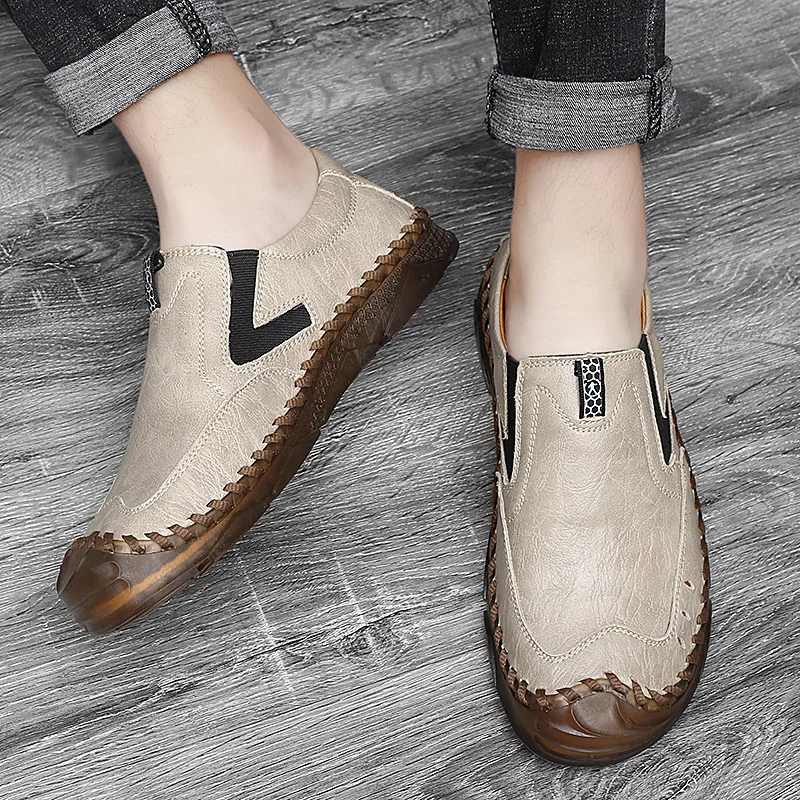 Handmade Leather Casual Men Shoes Winter With Fur Shoes Men Loafers Comfort Walking Shoes Men Flats Hot Sale Moccasins Shoesr