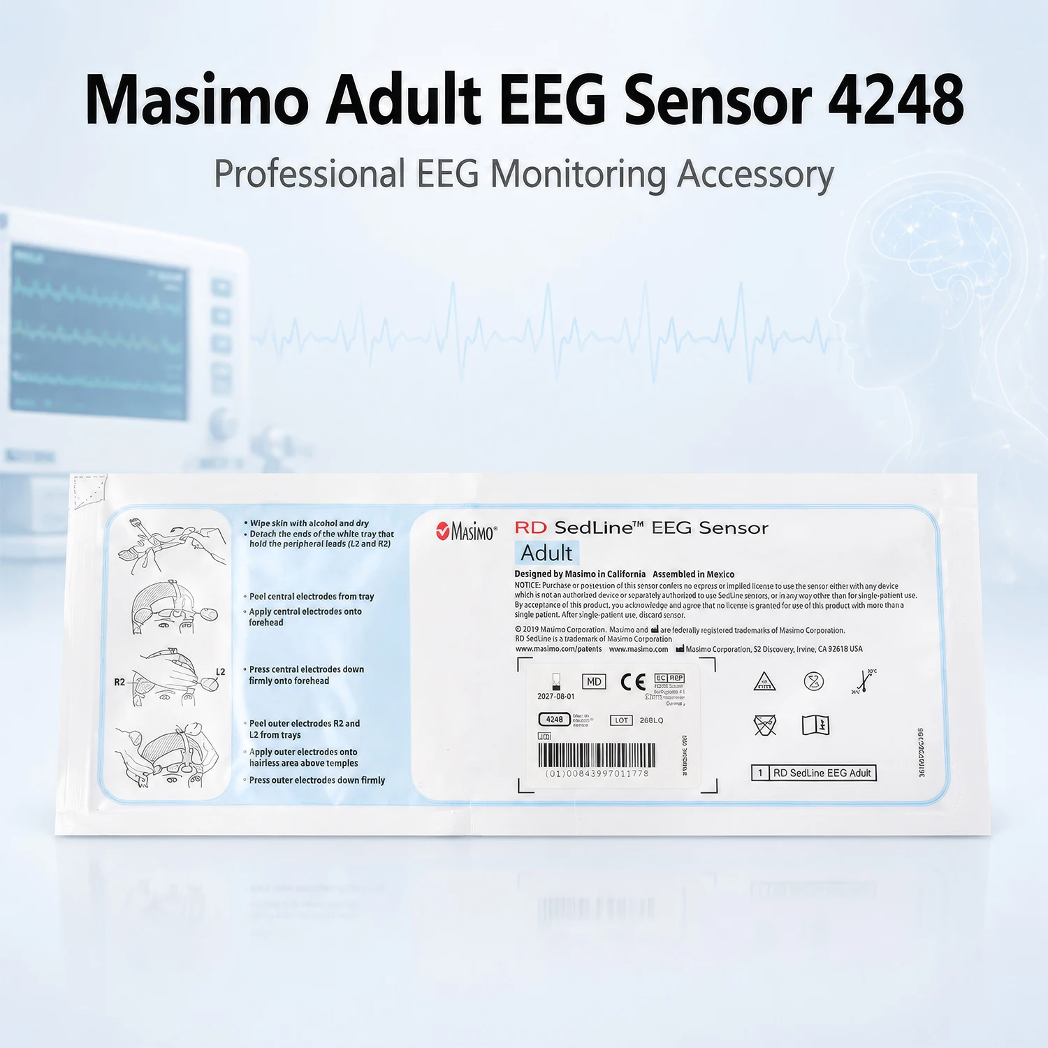 Adult EEG Sensor Brain Function and Anesthesia Monitoring for SedLine MOC-9 Module Root Patient