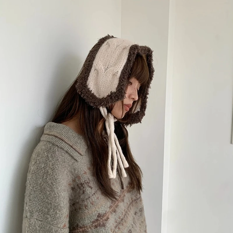 الكورية Ins الرياح أفخم محبوك لطيف الأذن يفشل الشتاء السيدات سميكة الباردة الدافئة الأذن مجموعات الدراجات في الهواء الطلق يندبروف الأذن أدفأ