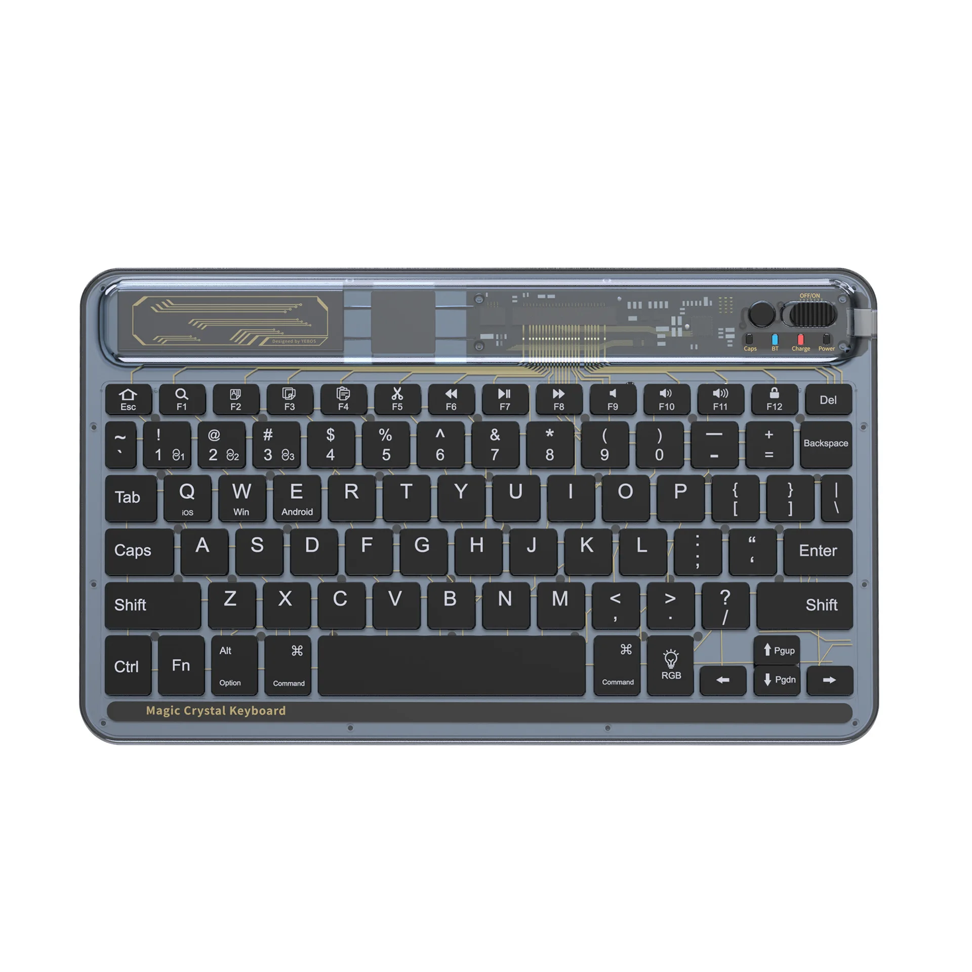 Transparent Shell Wireless Bluetooth Keyboard RGB Light Effect Light Weight Portaable Silent Scissor Foot Button Tablet