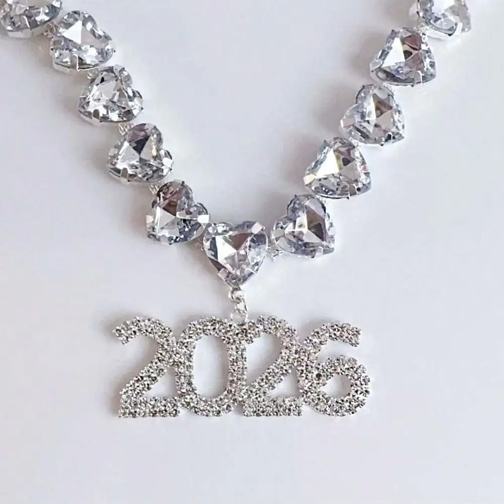 كريستال 2026 قلادة قلادة الحب القلب هندسية حجر الراين الترقوة سلسلة مربع مبالغ فيه 2026 مجوهرات السنة الجديدة #3