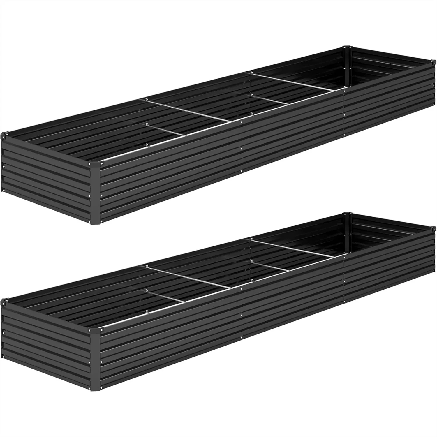 

Galvanized Raised Garden Bed Kit 12x2x1FT, Rectangle Metal Planter Box for Vegetables, Fruits, Herbs - Black, 2 Pack