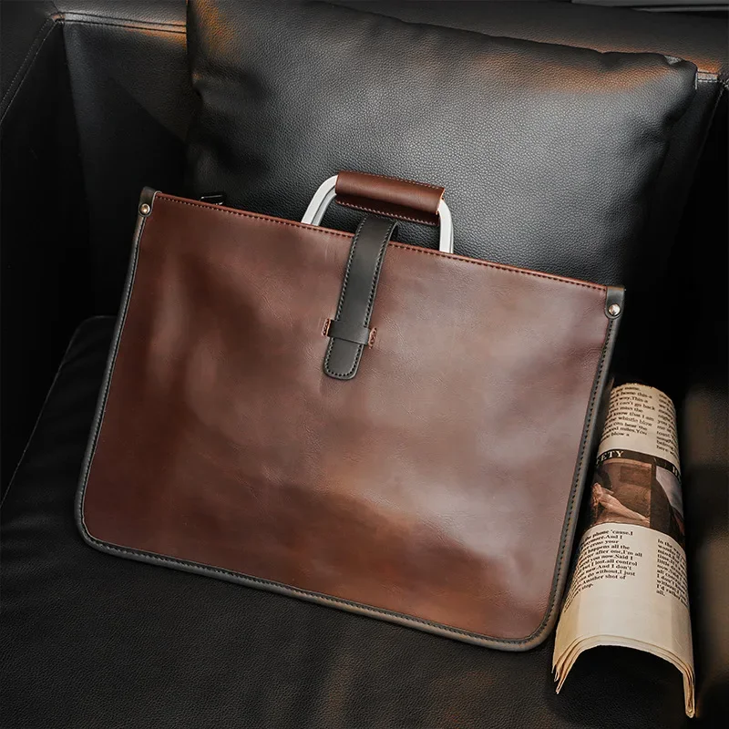 Business Men's Briefcase High Quality Crazy Horse Leather Crossbody Bag Men Luxury Shoulder Bag Briefcases Laptop Bag Handbag