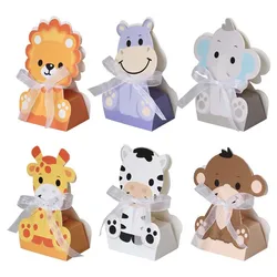 12PCS Safari Animal Favor Boxes Jungle Animal Party  Gift Goodie Boxes Animal Theme Birthday Party Baby Shower Supplies