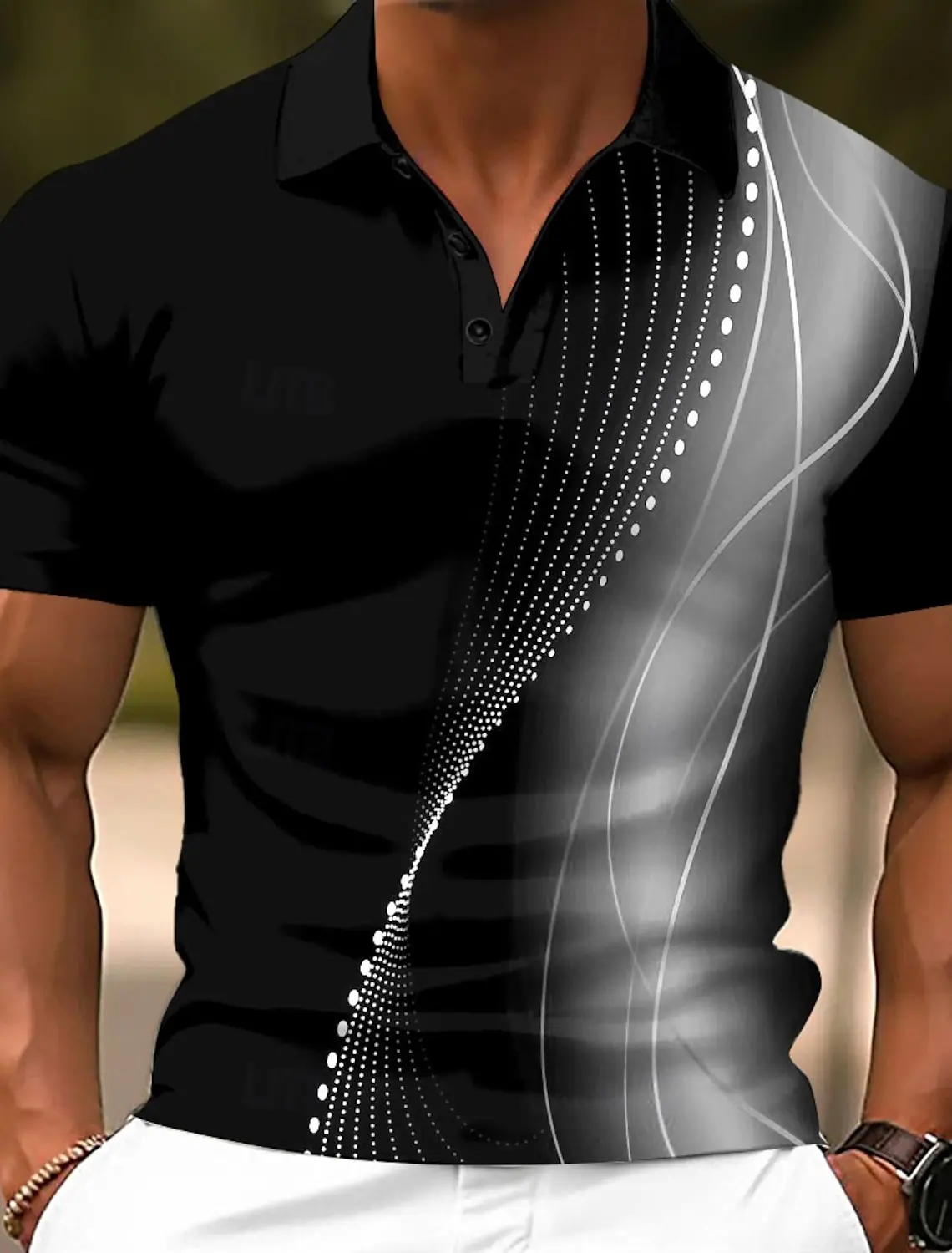Men's Geometic Line Polo Short Sleeve Polo Shirts Collared Shirts Casual School Outdoor Daily Wear Home Wear 3D Print