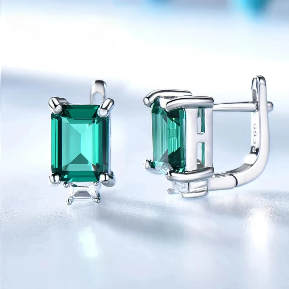 Kolczyki klipsy ze srebra próby 925 dla kobiet Kolczyki z naturalnym kamieniem szlachetnym Niebieski różowy szmaragd Premium Topaz Drobna biżuteria Prezent na imprezę