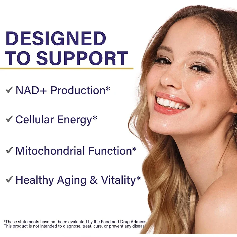 NAD+supplement, Resveratrol Promotes Cellular Energy - Containing Nicotinamide Nucleoside, Grape Seeds, 60 Capsules