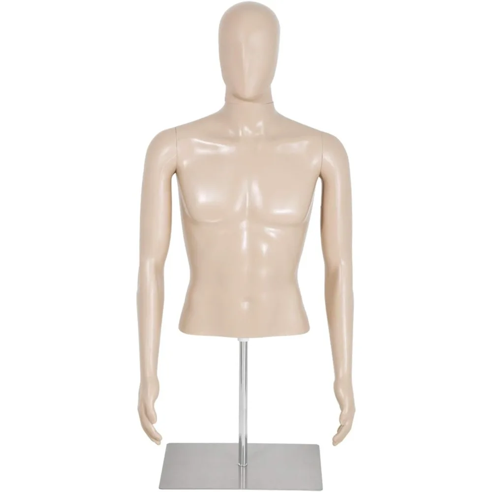 Male Mannequin Torso Dress Form Sewing Manikin Height Adjustable Dress Model Display Head