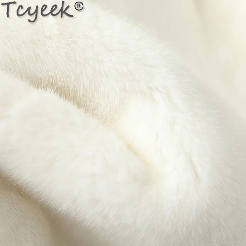 Tcyeek Natural Mink Fur Coat for Women 2024 Winter Clothes Warm Women's Fur Jackets V-neck Real Fur Coats Female Whole Mink