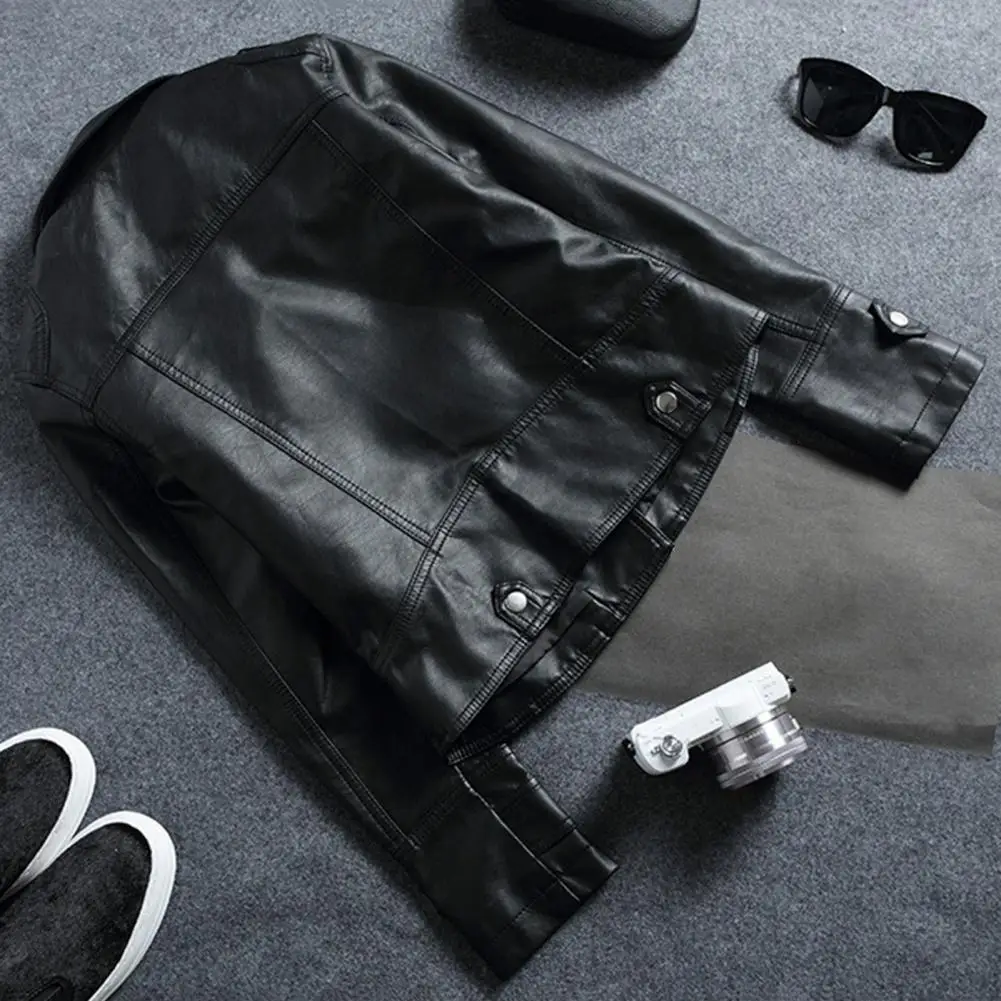 

Elegant Women Jacket Chic Women's Faux Leather Motorcycle Jackets Stylish Lapel Outwear for Spring Autumn Streetwear Comfortable