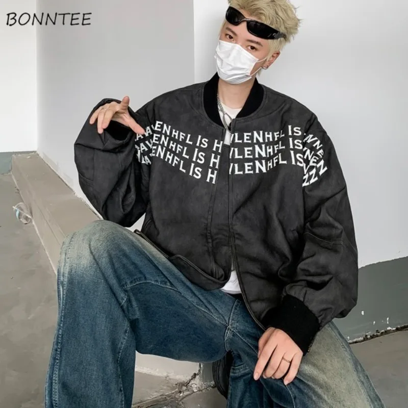 

Куртки мужские в американском стиле, красивый буквенный дизайн, винтажная мешковатая верхняя одежда на молнии, уютная уличная универсальная одежда в стиле хип-хоп, осень-зима