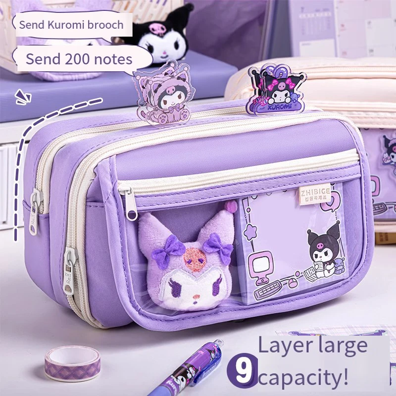 

Kuromi Pencil Case Kuromi High Capacity Student Stationery Box New Kawaii Cartoon Multifunction Multi-Layer Stationery Storage