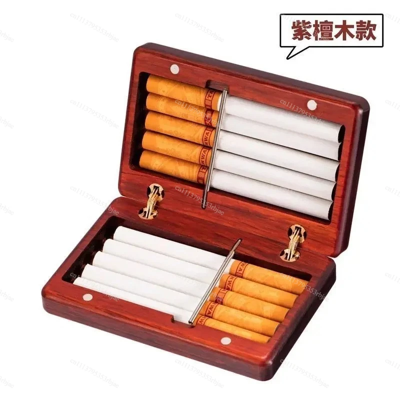 Rosewood Cigarette Case Vintage Style Moisture Resistant Crush Proof Holder for Regular Slim Cigars Gift
