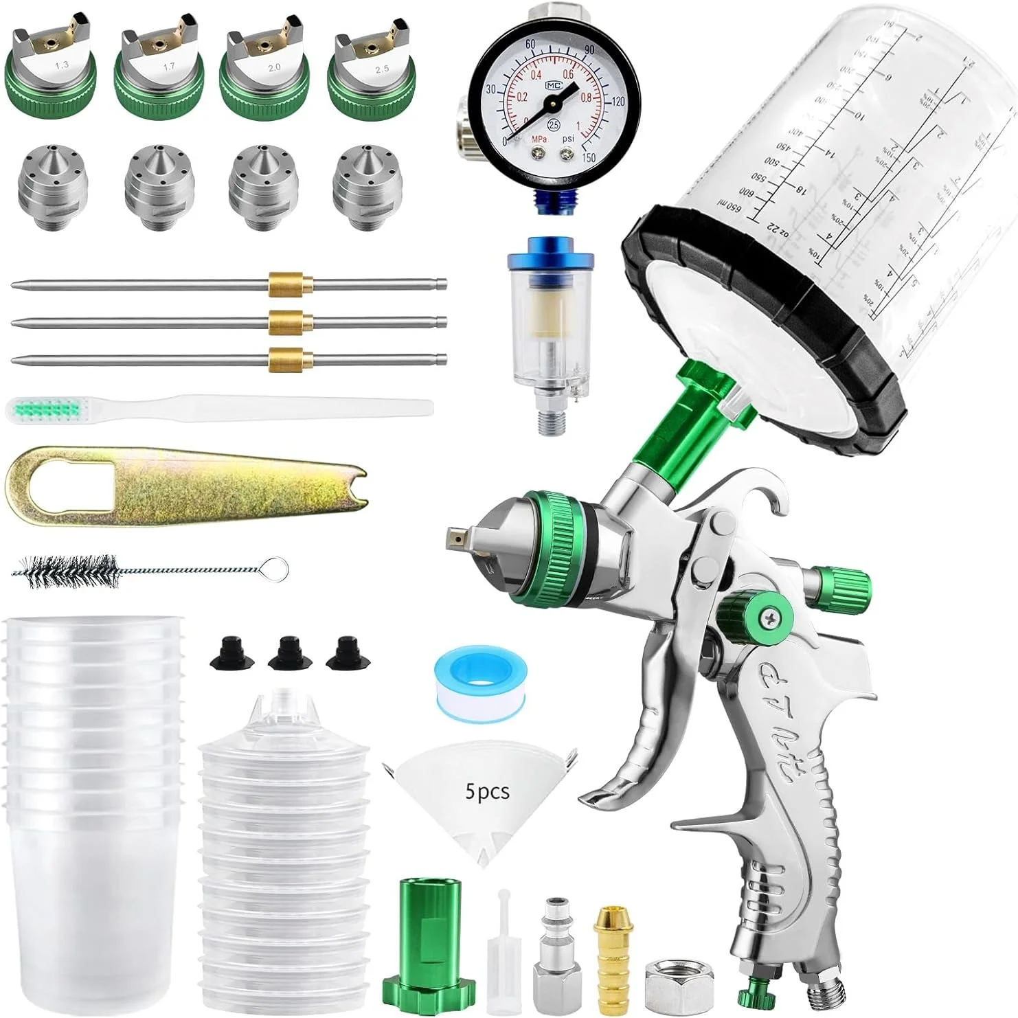 hvlp-spray-gun-14-17-20-25mm-steel-nozzle-gravity-spray-gun-diy-spray-gun-set-home-car-spray-gun-tool-with-wash-free-pot