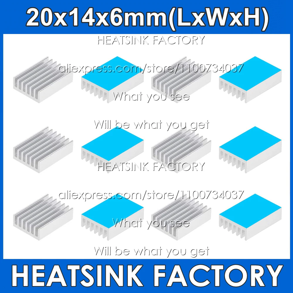 HEATSINK FACTORY 30pcs Silver 20*14*6mm Heatsink Aluminum Heat Sink Radiator Cooler With Thermal Pad