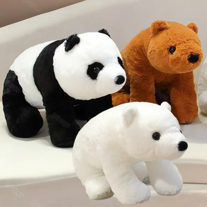 

1pc 40/50cm Polar Bear Brown Bears Simulation Giant Panda Plush Toy Lifelike Real Fluffy Animals Doll Comforting Gift For Kid