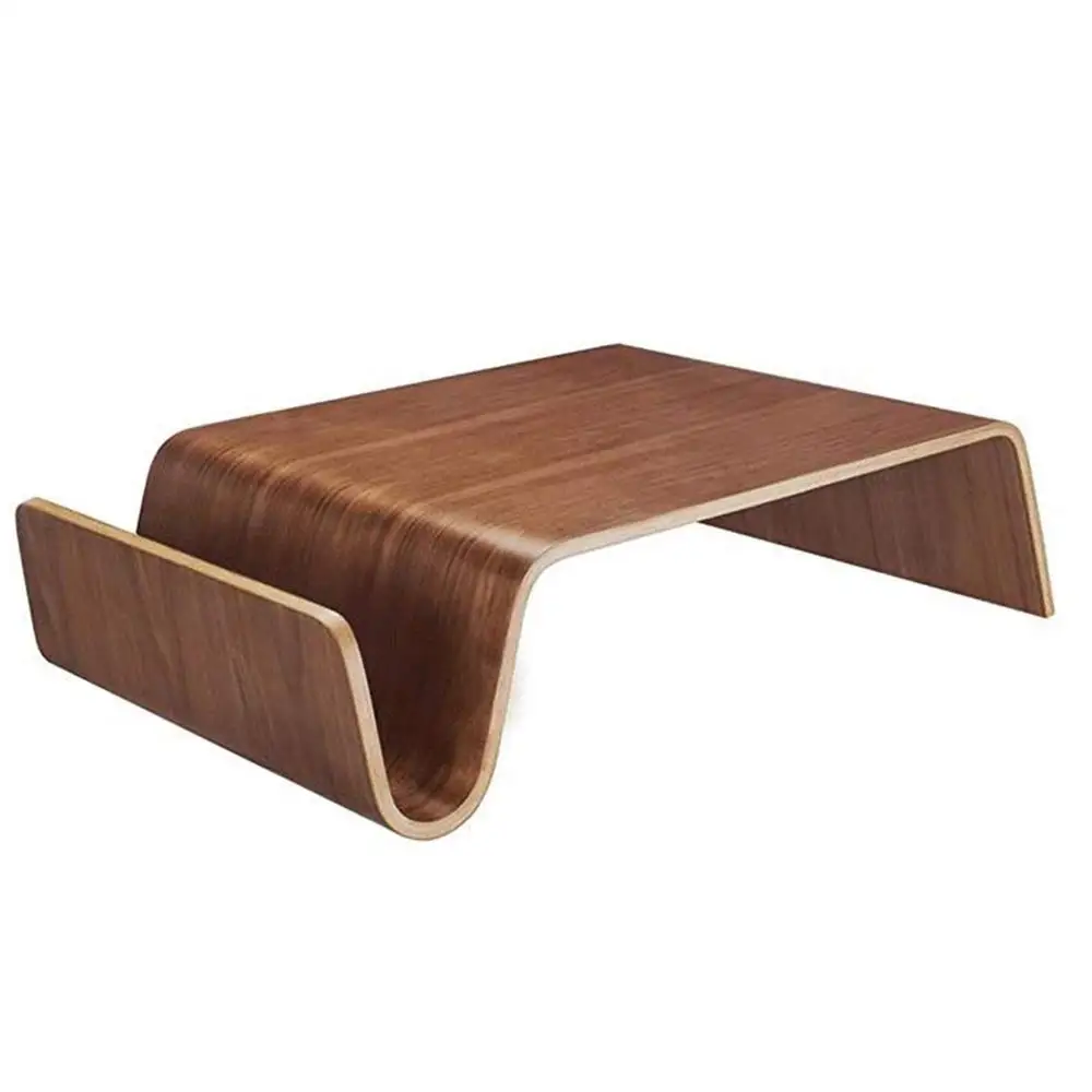 

Big Curved Wooden Coffee Table - Creative Full Solid Wood Side Table for Living Room, 2 Colors (Walnut,, Customized