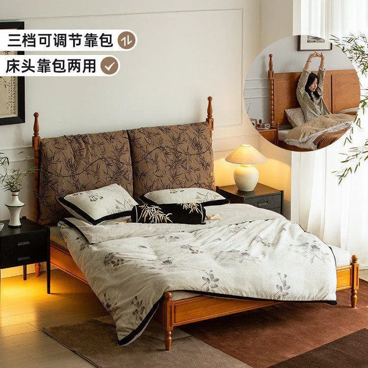 b7- medieval solid wood soft bed red oak removable soft bed master bedroom large bed household simple solid wood