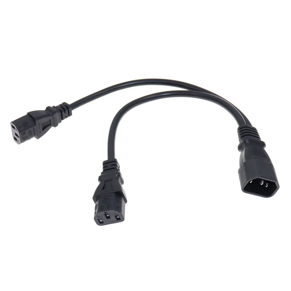 UPS Server Splitter C14 to 2 x C13 Power Adapter Cable Single C14 to Dual 5-15R C13 Short Power Y Type Adapter Cord 10A 250V