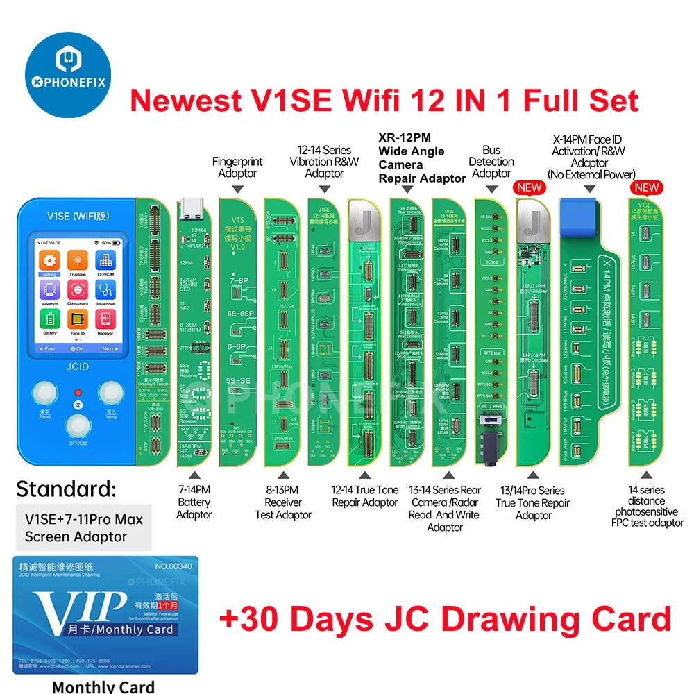 

Плата JC V1S V1SE для ремонта идентификатора лица, программатор, Фоточувствительный аккумулятор, сканер отпечатка пальца, SN, чтение и запись для iPhone 7-14 Pro Max, точечная матрица, ремонт