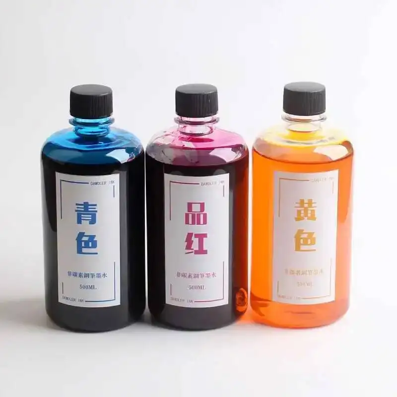 Big Volume 500ml/ Bottle 24 Colors Non Carbon Dyestuff Fountain Pen Ink Without Powder, Smooth Writing Ink