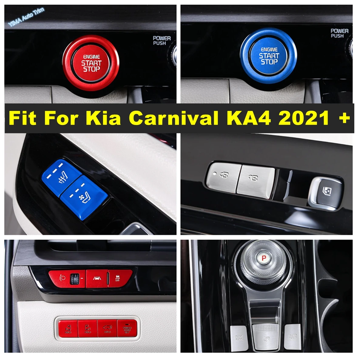 Interior Button Decoration Sequin Cover Sticker Trim Garnish Molding For Kia Carnival KA4 2021 - 2024 Modification Accessories