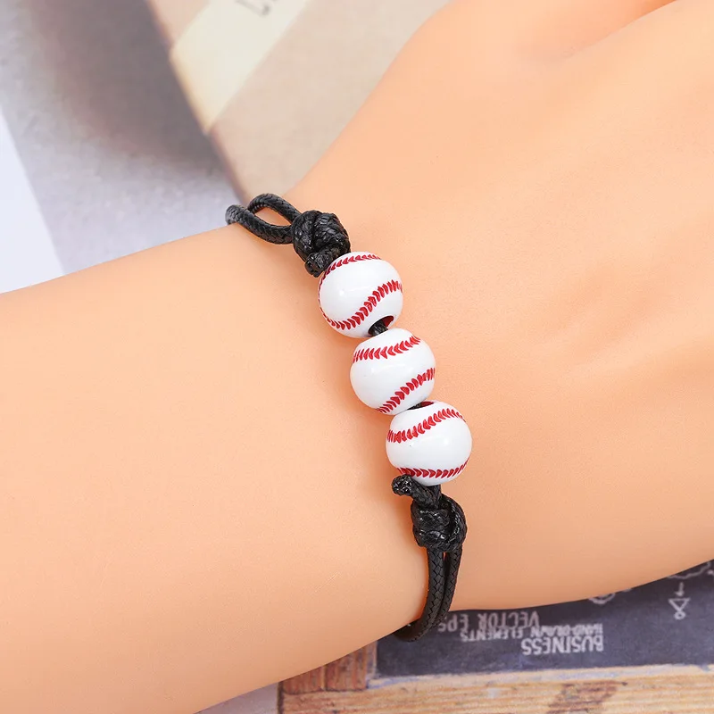 Basketball Baseball Woven Bracelet Softball Tennis Rugby Football Wax Adjustable Sports Lover Gift Bracelet Wholesale