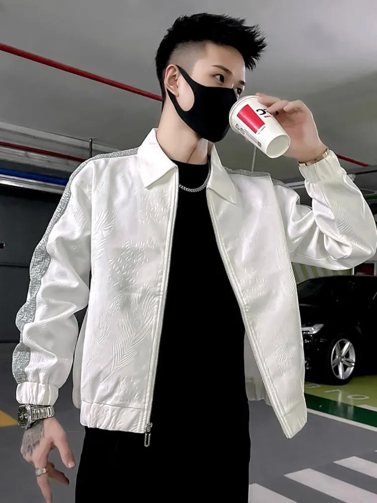 

Мужская повседневная белая куртка 202, новинка весны и осени, модная брендовая верхняя одежда, подставка из полиэфирного волокна