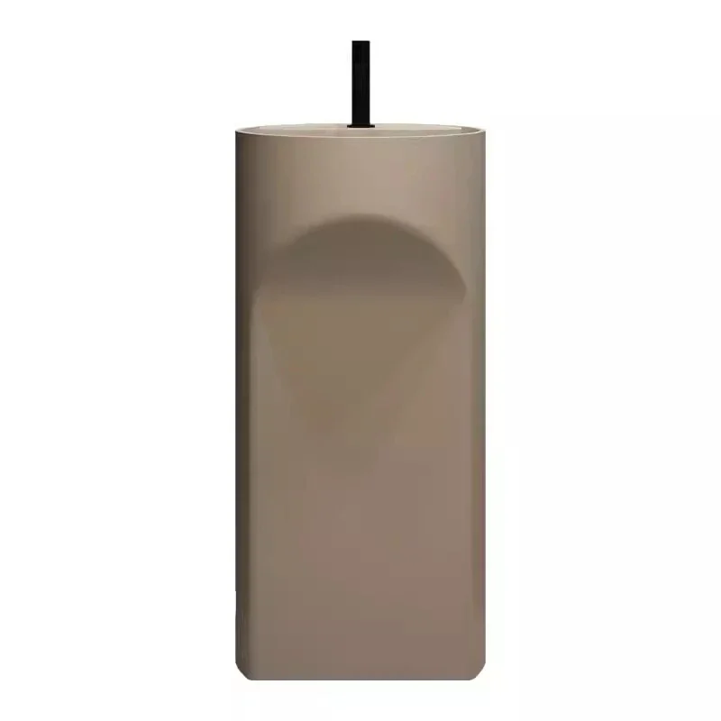 

Milk coffee color artificial stone column basin integrated floor wash basin B & B hotel engineering balcony