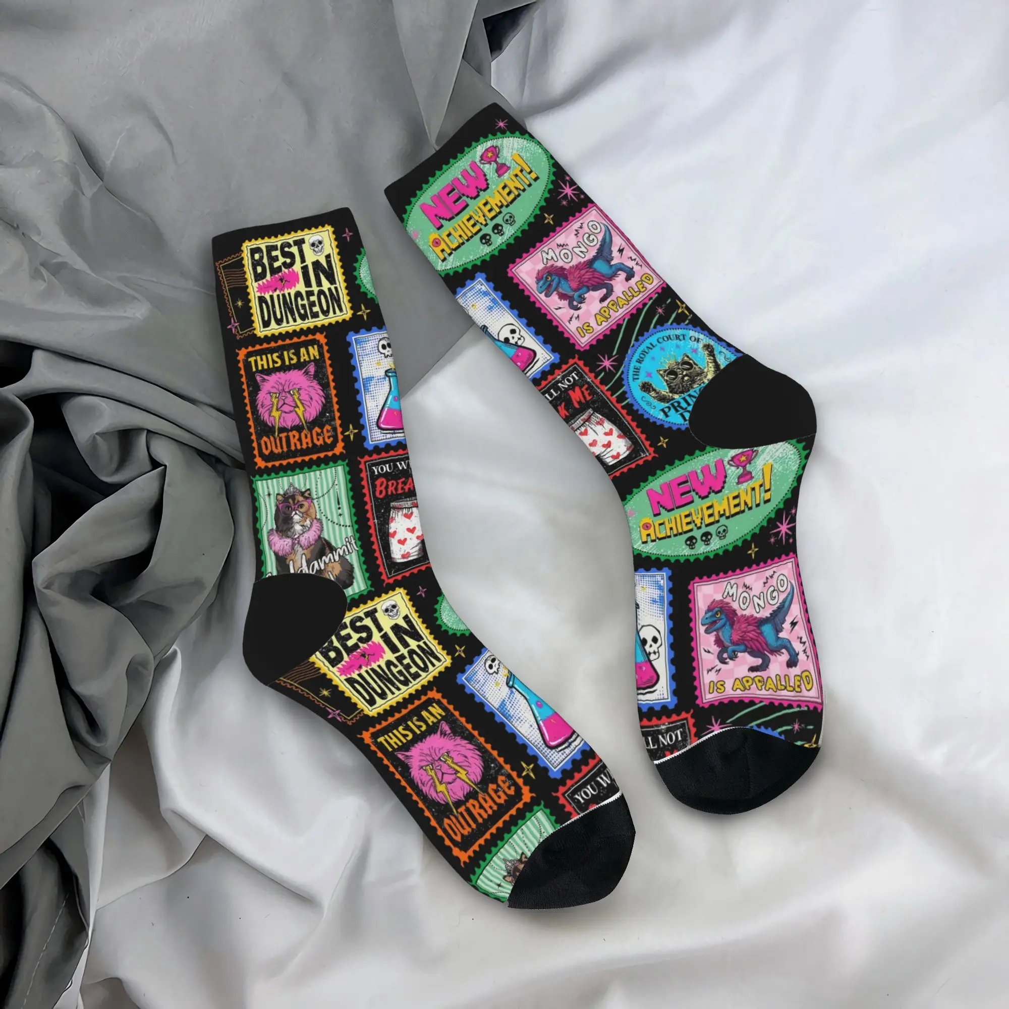 

Fashion Men's Socks Hip Hop Dungeon Crawler Carl Retro Sock Polyester Graphic Women's Socks Spring Summer Autumn Winter