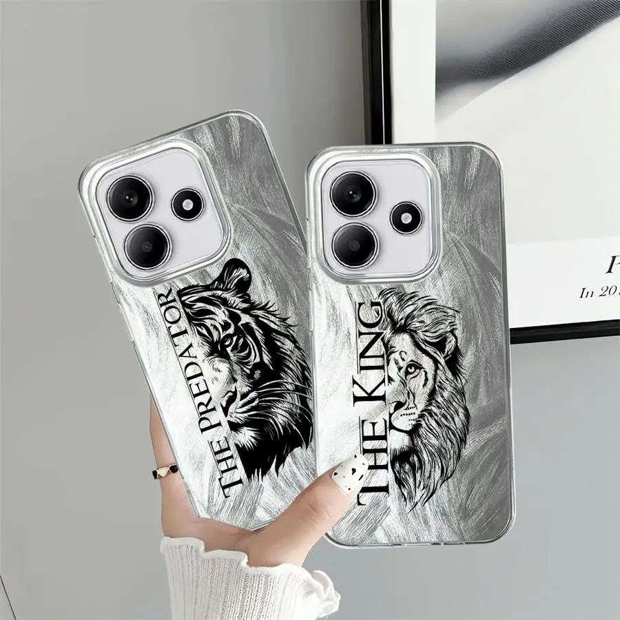 

Чехол для Xiaomi Redmi Note 14 13 Pro Plus 9 10 Pro A3x K80 Pro 14S 12S 14C 13C 11 12 Pro 11s, мягкий чехол с рисунком животных: тигр, лев