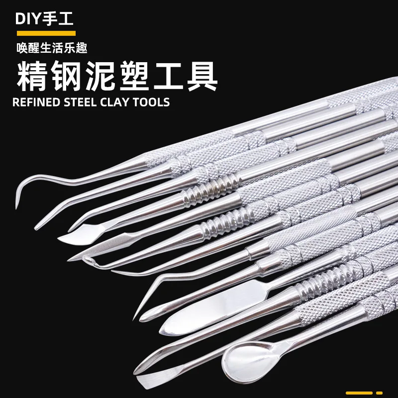 14 - piece Stainless Steel Sculpture Tool Set - Clay, Wax, Stone - powder Carving Knives for Pottery, Figurine and Sculpture