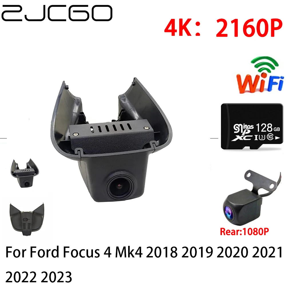 ZJCGO 2K 4K Car DVR Dash Cam Wifi Front Rear Camera 2 Lens 24h parking for Ford Focus 4 Mk4 2018 2019 2020 2021 2022 2023