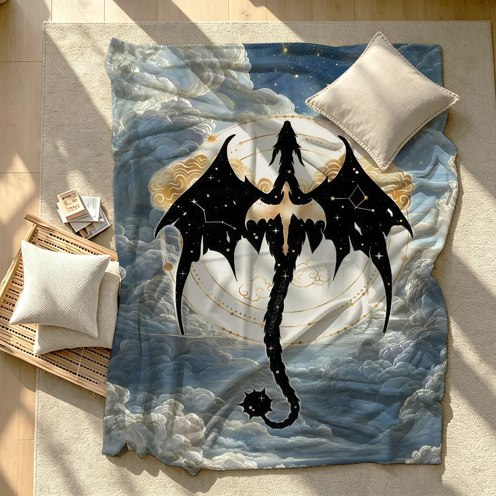 F-Fourth Wing Dragon-D Blanket Perfect For Sofas Beds Offices Travel Camping Chairs Warm Thick Plush Blanket All Season Use