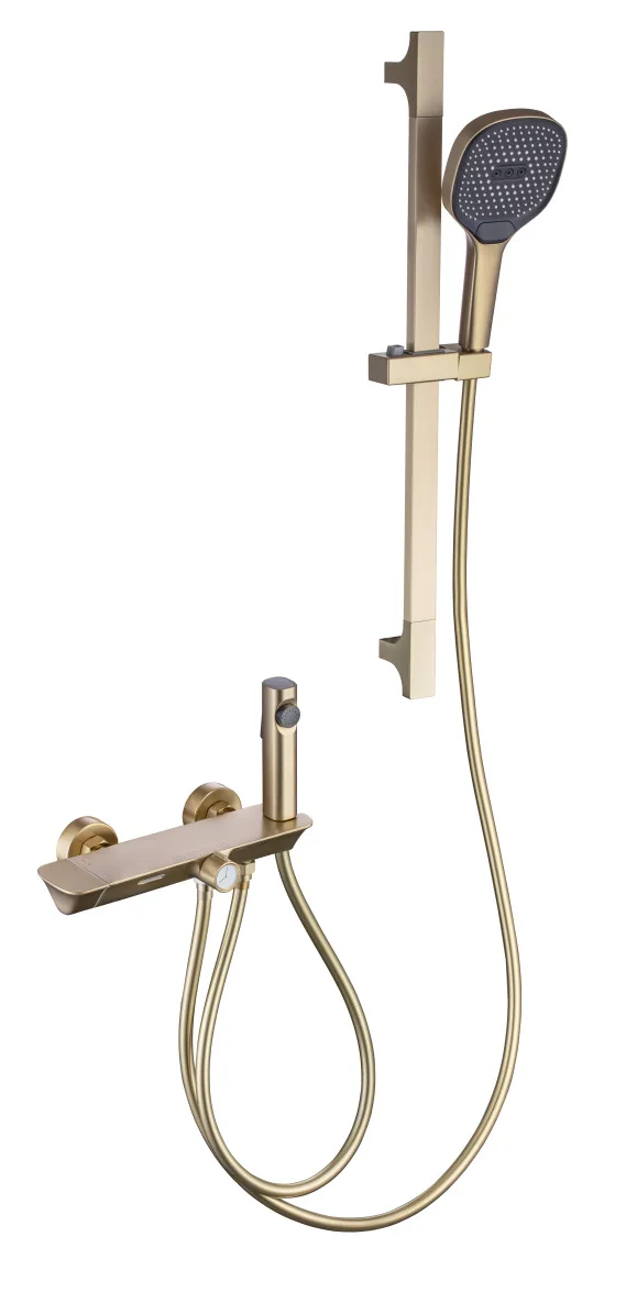

Rush gold bathtub faucet platform storage table shower spraying intelligent constant temperature shower