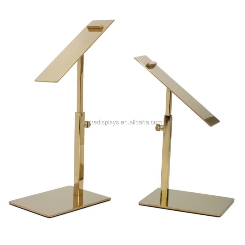 Bag Stylish Gold Countertop Shoe Display Stand, Suitable for Boutiques - Height Adjustable Riser, Ideal for Retail Stores