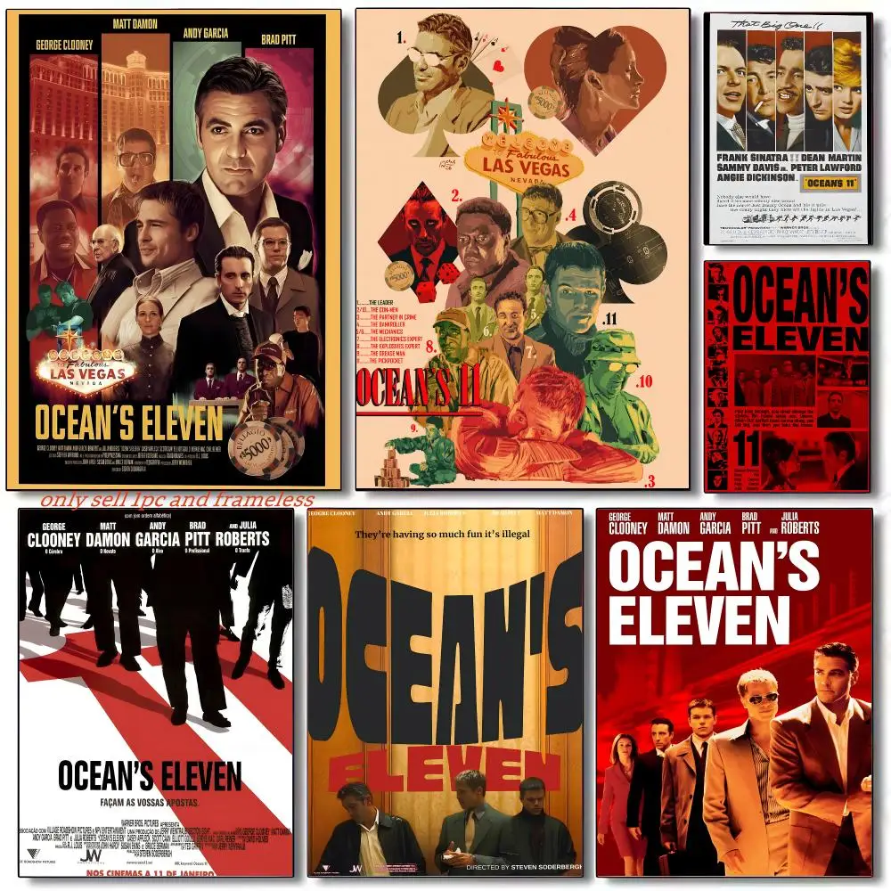 Classic Crime film O-Ocean's Eleven Poster Wall art poster paintings are suitable for clubs living rooms bedroom