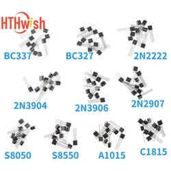 100PC TO-92 Triode Transistor Set BC337 BC327 2N2222 2N2907 2N3904 2N3906 S8050 S8550 A1015 NPN PNP Transistors 10Values*10 Pcs