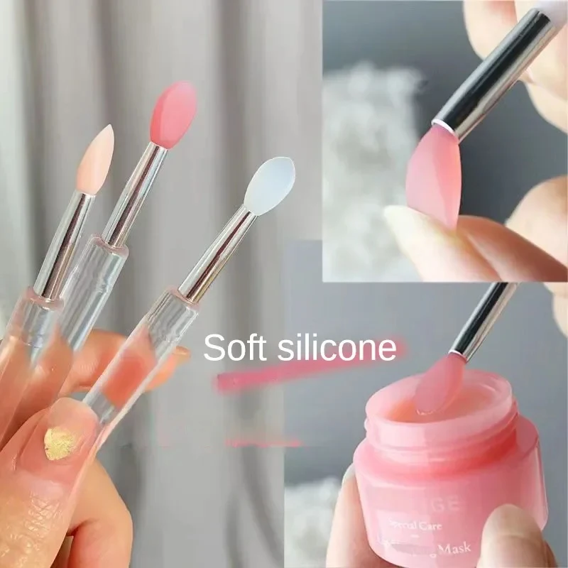 1/2/3/4pcs Portable Silicone Lip Brush With Cover Soft Multifunctional Lip Balm Applicator Lipstick Lipgloss Makeup Brushes