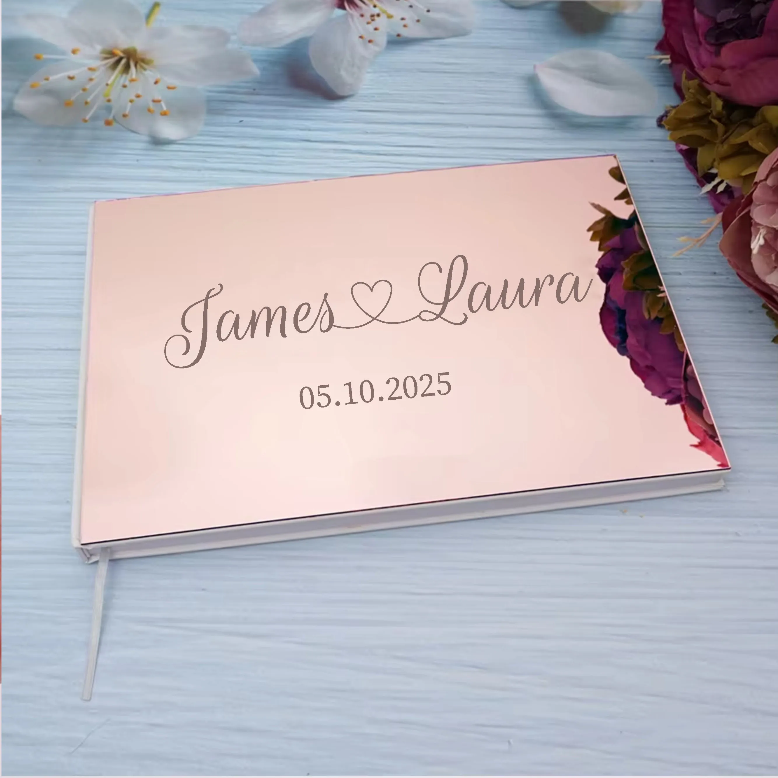 Personalized Engraved Wedding Custom Signature Guestbook Acrylic Mirror Reception Book Engagement Rings Design Scrapbook Party F