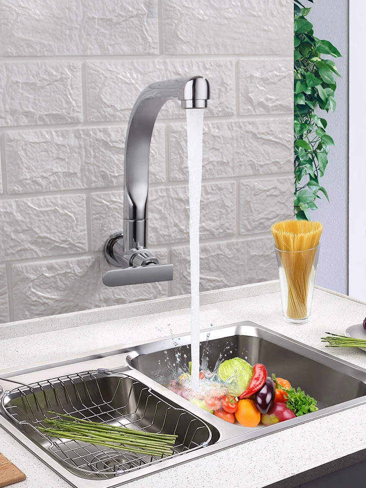

LIKE Wall Mounted Finish Single Cold Single Handle Kitchen Tap G1/2 Bathroom Kitchen Faucet Chrome